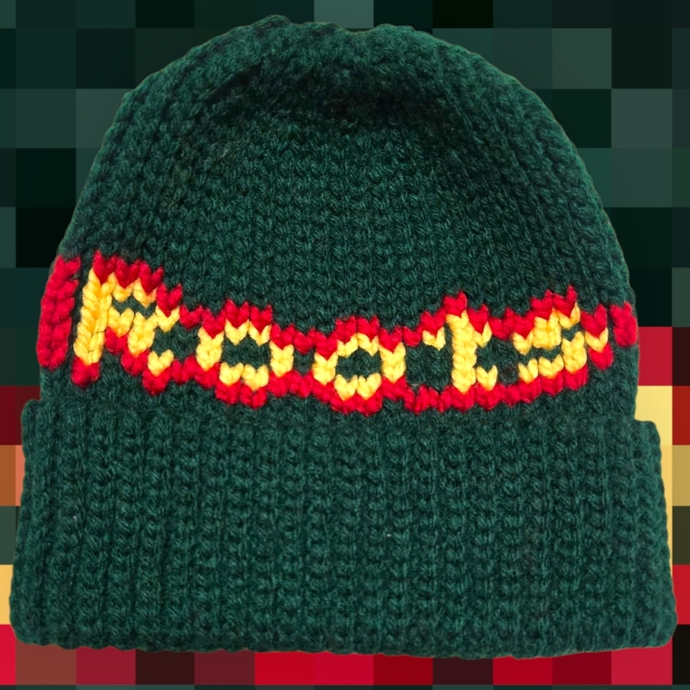 "ROOTS" BHM, Knit-look 90s beanie, Handmade By Me, Hand Embroidery, Ask OFFER